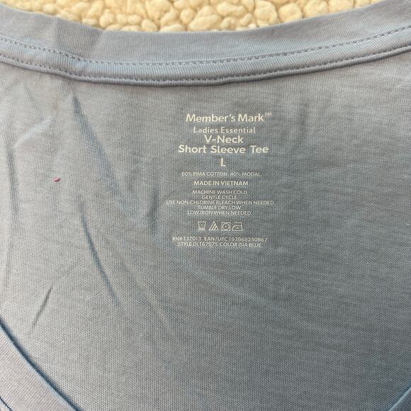 Americana 4th of July Mom Light Blue Mom Vneck Tee Large - Picture 3 of 6